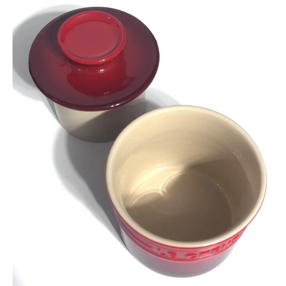 Le Creuset Butter Crock Bell Keeper Stoneware Cerise Cherry Red Ombre
